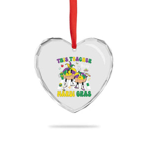 Funny This Teacher Loves Mardi Gras Heart Crystal Glass Ornament King Cake Jester Hat TS11 Print Your Wear