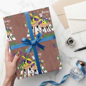 Funny This Teacher Loves Mardi Gras Wrapping Paper Roll King Cake Jester Hat TS11 Mocha Print Your Wear