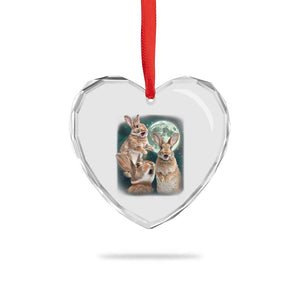 Funny Three Bunny Moon Humorous Rabbit Meme Heart Crystal Glass Ornament TS11 Print Your Wear