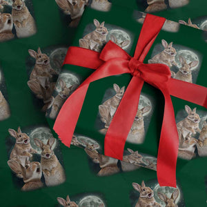 Funny Three Bunny Moon Humorous Rabbit Meme Wrapping Paper Roll TS11 Green Print Your Wear