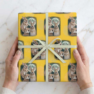 Funny Three Bunny Moon Humorous Rabbit Meme Wrapping Paper Roll TS11 Yellow Print Your Wear