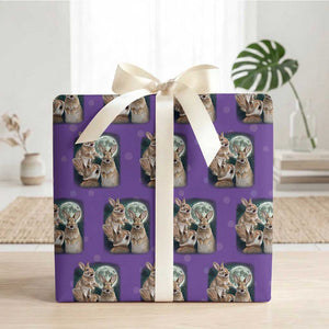 Funny Three Bunny Moon Humorous Rabbit Meme Wrapping Paper Roll TS11 Purple Print Your Wear