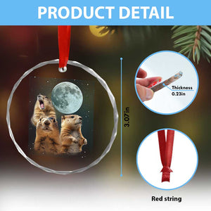 Funny Three Groundhog Meme Crystal Glass Ornament Woodchucks Under The Moon TS02 Print Your Wear