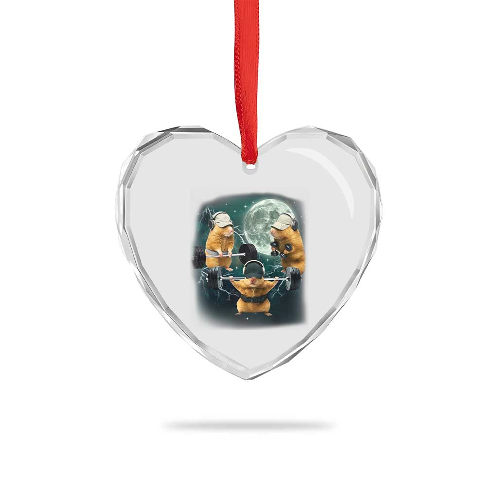 Funny Three Hamster Deadlift Gym Rat Moon Training Weightlifting Meme Heart Crystal Glass Ornament TS11 Print Your Wear
