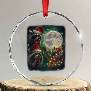 Funny Three Raccoons With The Moon Christmas Crystal Glass Ornament Santa Sleigh TS11 Transparent Glass 3'' Circle Print Your Wear