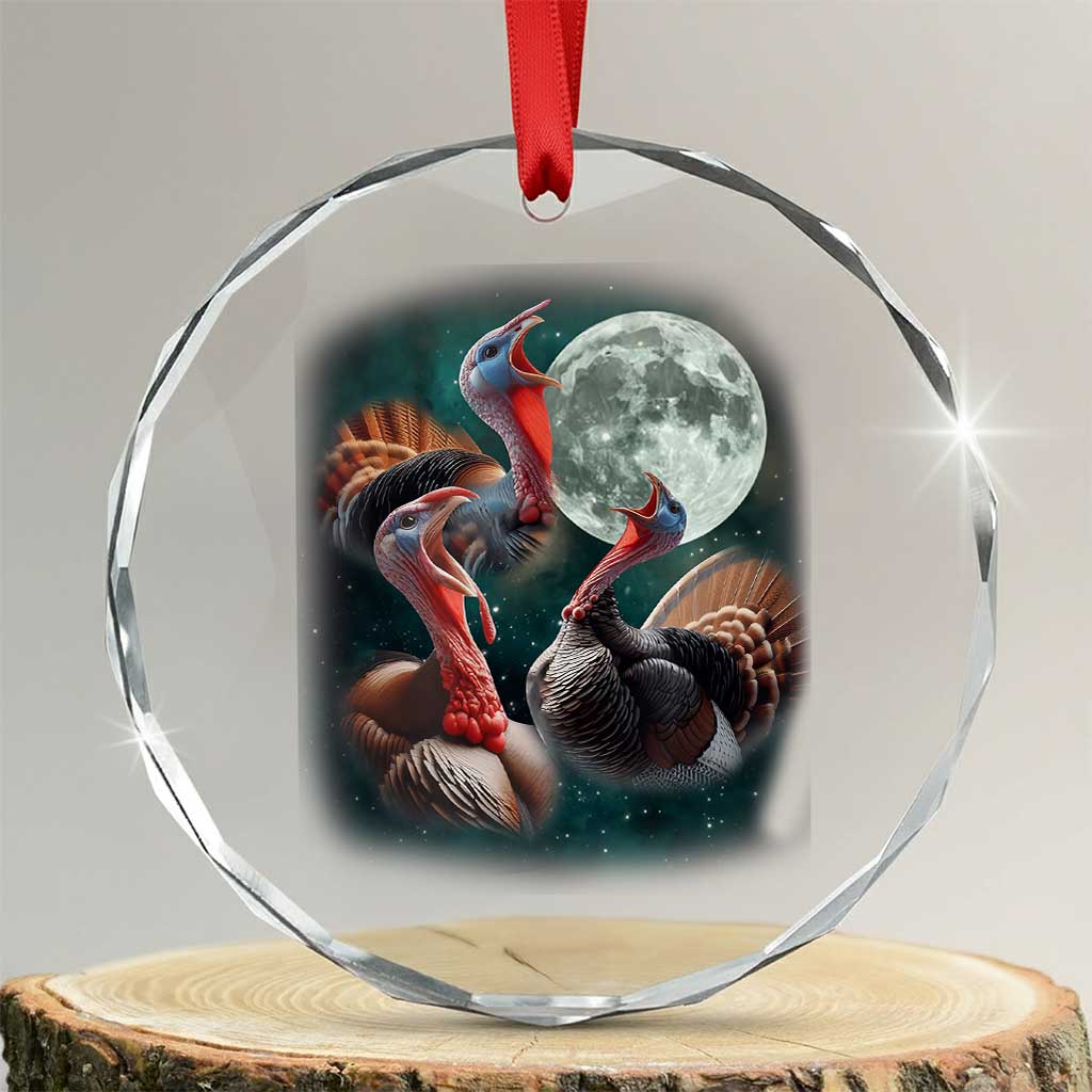 Funny Three Turkey Moon Crystal Glass Ornament Weird Cursed Thanksgiving Meme - Print Your Wear