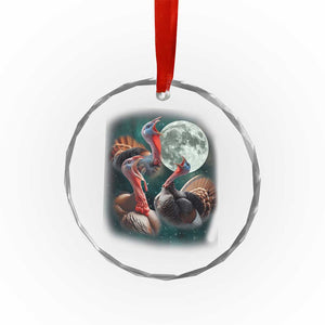 Funny Three Turkey Moon Crystal Glass Ornament Weird Cursed Thanksgiving Meme - Print Your Wear