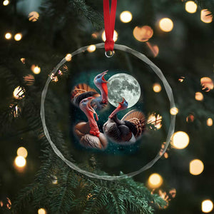 Funny Three Turkey Moon Crystal Glass Ornament Weird Cursed Thanksgiving Meme - Print Your Wear