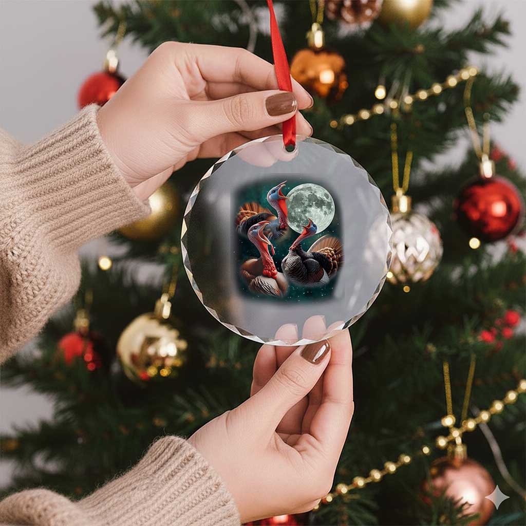 Funny Three Turkey Moon Crystal Glass Ornament Weird Cursed Thanksgiving Meme TS11 Print Your Wear