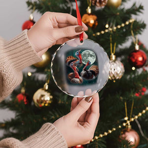 Funny Three Turkey Moon Crystal Glass Ornament Weird Cursed Thanksgiving Meme - Print Your Wear