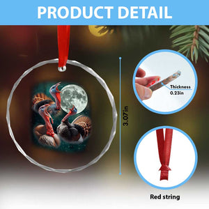 Funny Three Turkey Moon Crystal Glass Ornament Weird Cursed Thanksgiving Meme - Print Your Wear