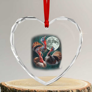 Funny Three Turkey Moon Heart Crystal Glass Ornament Weird Cursed Thanksgiving Meme TS11 Transparent Glass 3'' Heart Print Your Wear