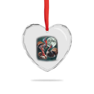 Funny Three Turkey Moon Heart Crystal Glass Ornament Weird Cursed Thanksgiving Meme TS11 Print Your Wear