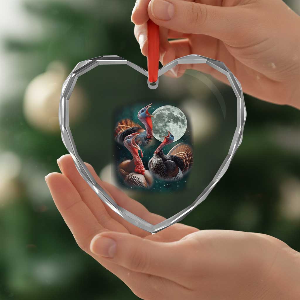 Funny Three Turkey Moon Heart Crystal Glass Ornament Weird Cursed Thanksgiving Meme TS11 Print Your Wear