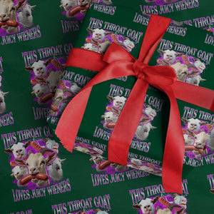 Funny Throat Goat Wrapping Paper Roll Swallows Juicy Wieners Inappropriate Adult TS10 Green Print Your Wear