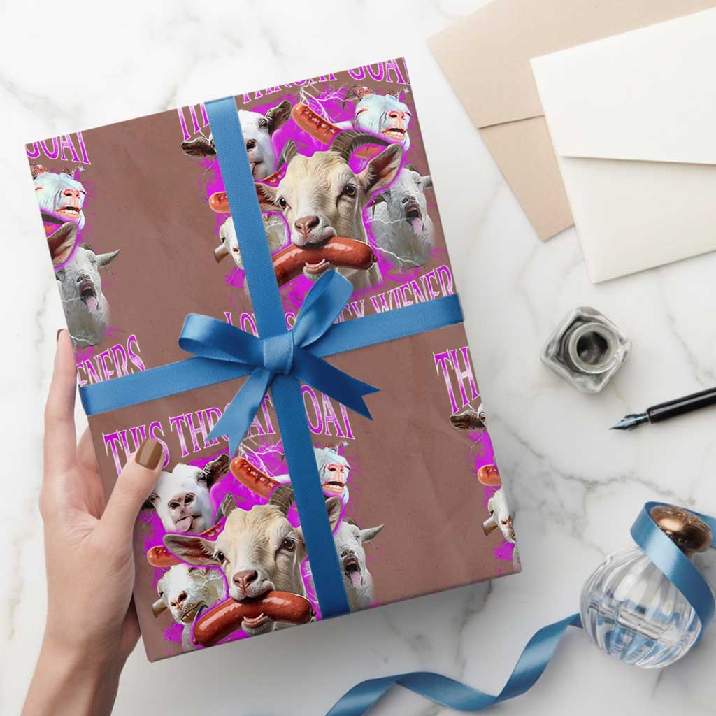 Funny Throat Goat Wrapping Paper Roll Swallows Juicy Wieners Inappropriate Adult TS10 Mocha Print Your Wear