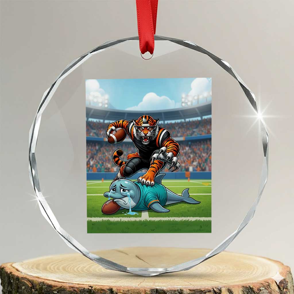 Funny Tiger Dominates Dolphin Crystal Glass Ornament FB Rivalry Gift TS12 Transparent Glass 3'' Circle Print Your Wear