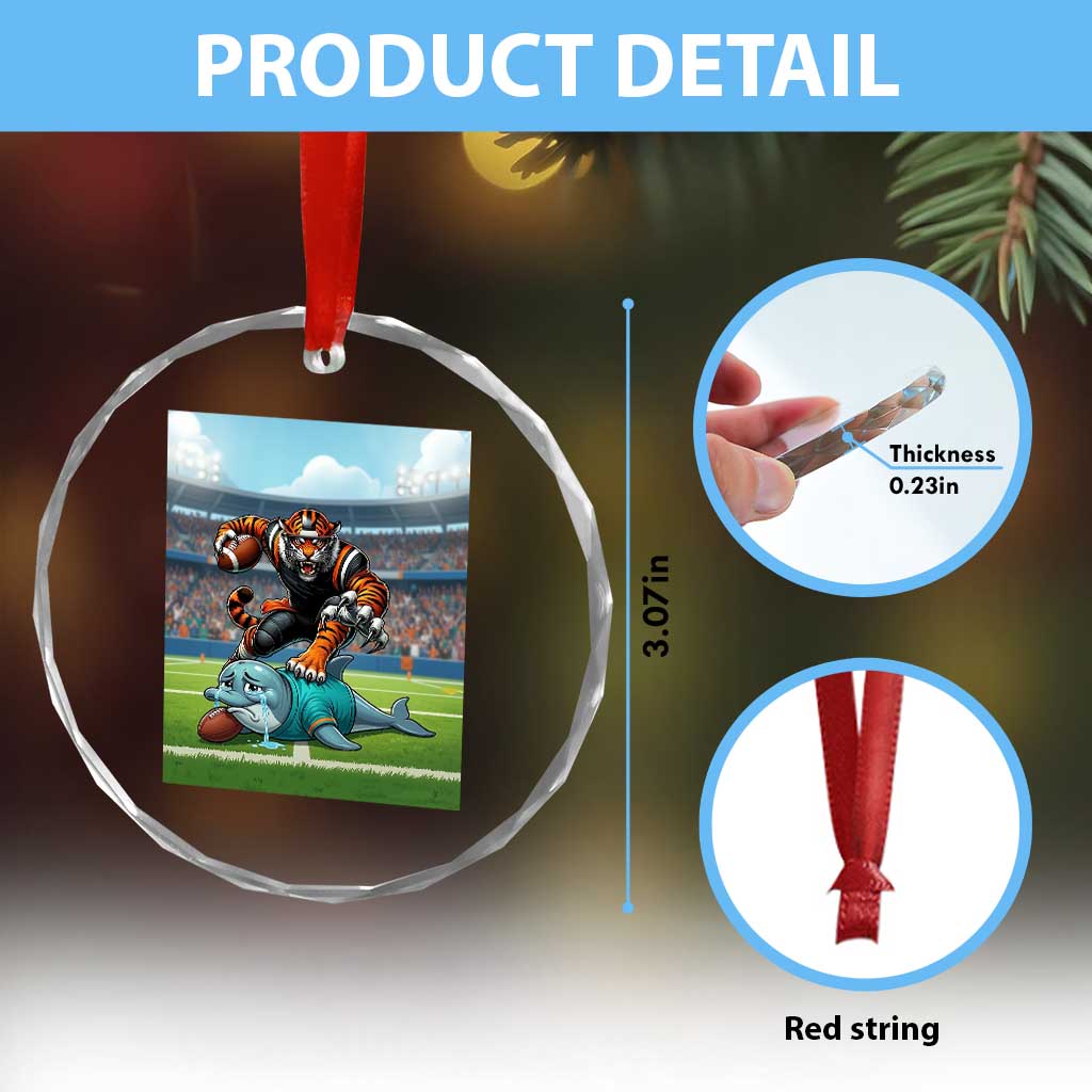 Funny Tiger Dominates Dolphin Crystal Glass Ornament FB Rivalry Gift TS12 Print Your Wear