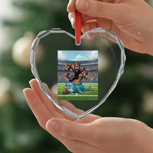 Funny Tiger Dominates Dolphin Heart Crystal Glass Ornament FB Rivalry Gift TS12 Print Your Wear