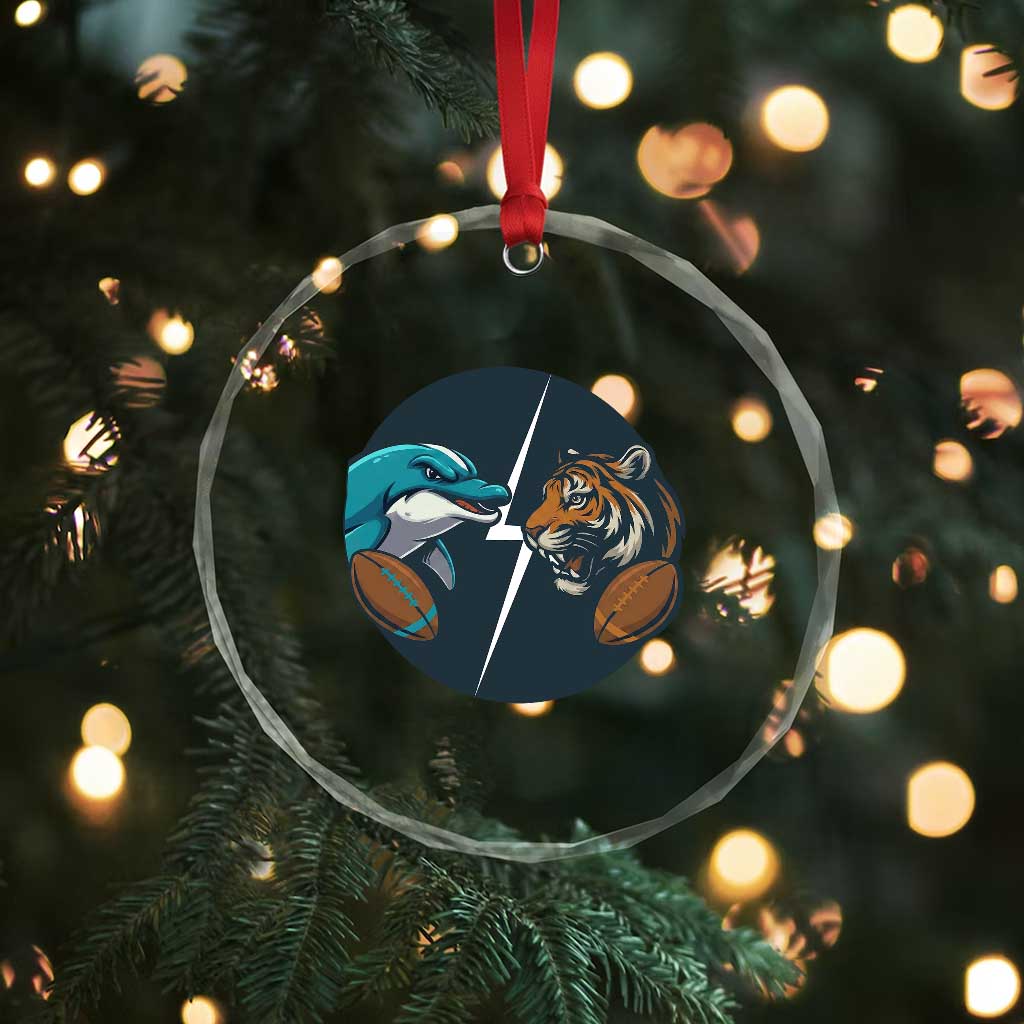 Funny Tiger Vs Dolphin Rivalry Crystal Glass Ornament Gift For FB Hardcore Fan TS12 Print Your Wear