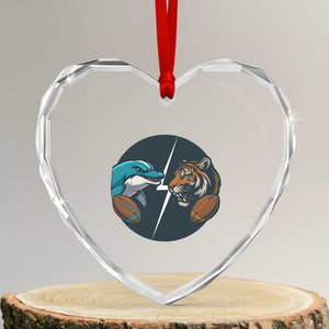 Funny Tiger Vs Dolphin Rivalry Heart Crystal Glass Ornament Gift For FB Hardcore Fan TS12 Transparent Glass 3'' Heart Print Your Wear