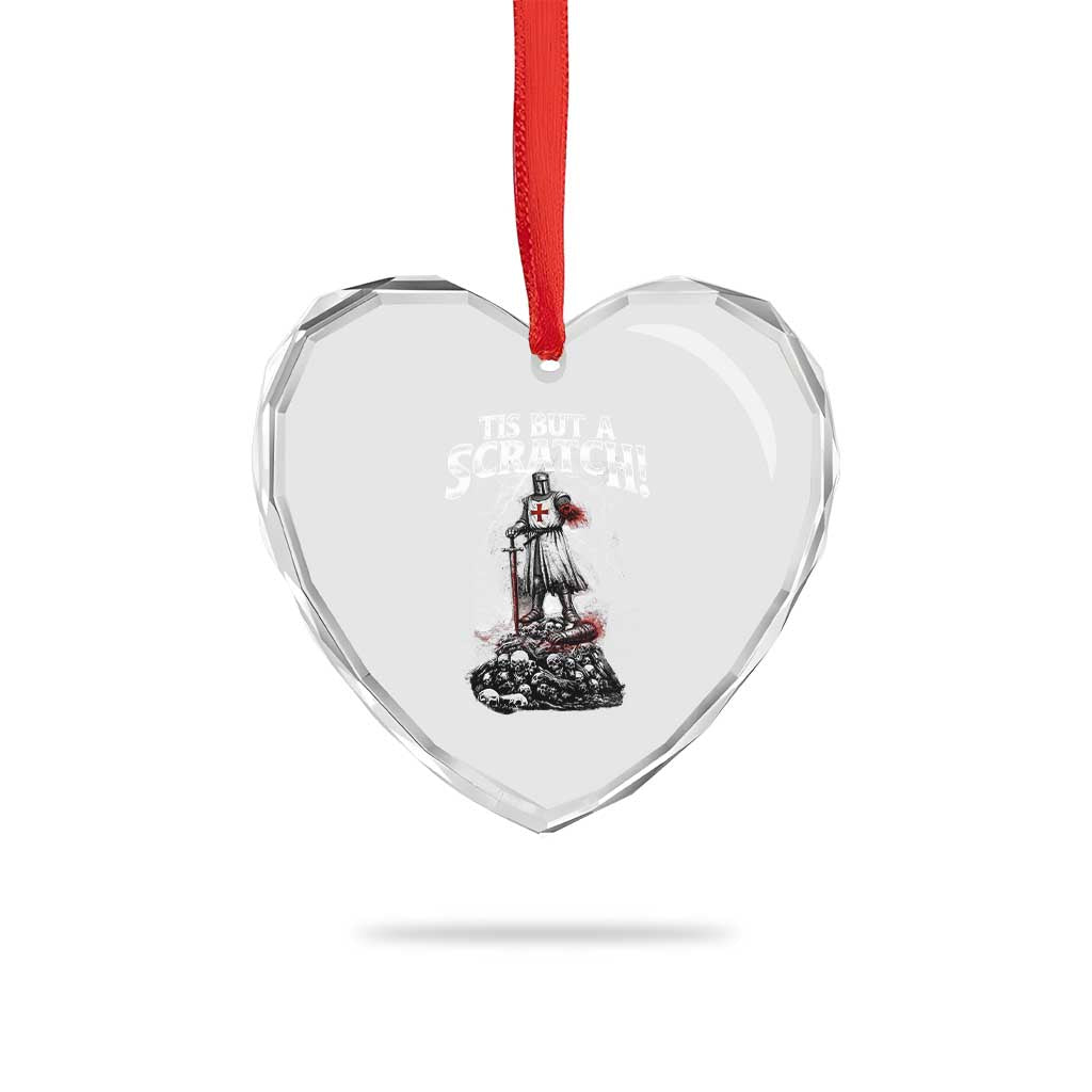 Funny Tis But A Scratch Medieval Warrior Knight Heart Crystal Glass Ornament Funny Gift Sarcastic Quote TS10 Print Your Wear