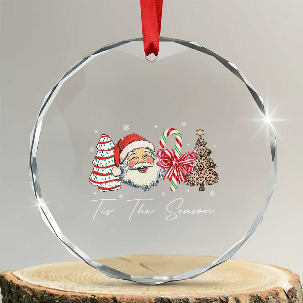 Funny Tis The Season Christmas Crystal Glass Ornament Xmas Holiday Family Matching Santa Xmas Tree TS11 Transparent Glass 3'' Circle Print Your Wear
