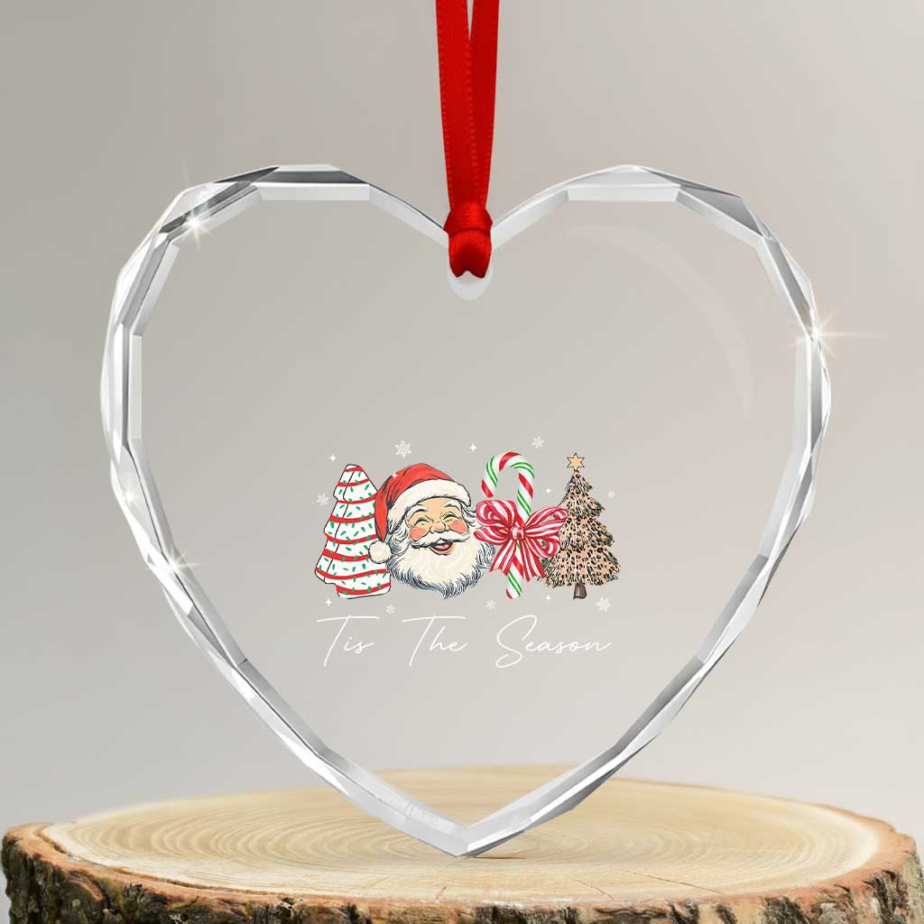 Funny Tis The Season Christmas Heart Crystal Glass Ornament Xmas Holiday Family Matching Santa Xmas Tree TS11 Transparent Glass 3'' Heart Print Your Wear