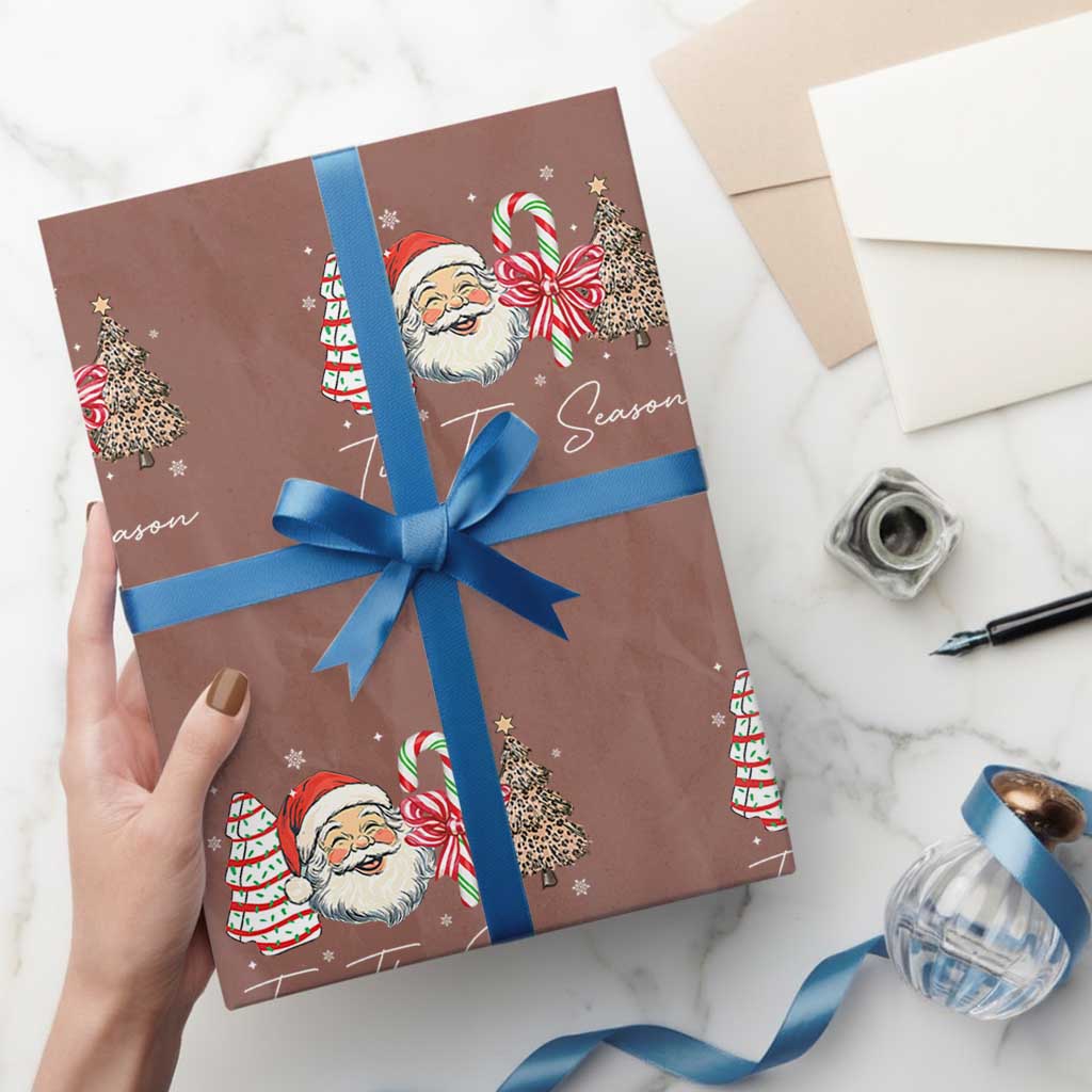 Funny Tis The Season Christmas Wrapping Paper Roll Xmas Holiday Family Matching Santa Xmas Tree TS11 Mocha Print Your Wear