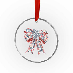 Funny Toile Folk Art Scandinavian Coquette Bow Xmas Crystal Glass Ornament TS11 Print Your Wear