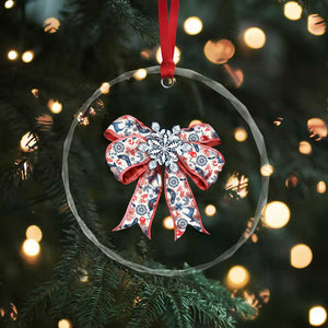 Funny Toile Folk Art Scandinavian Coquette Bow Xmas Crystal Glass Ornament TS11 Print Your Wear