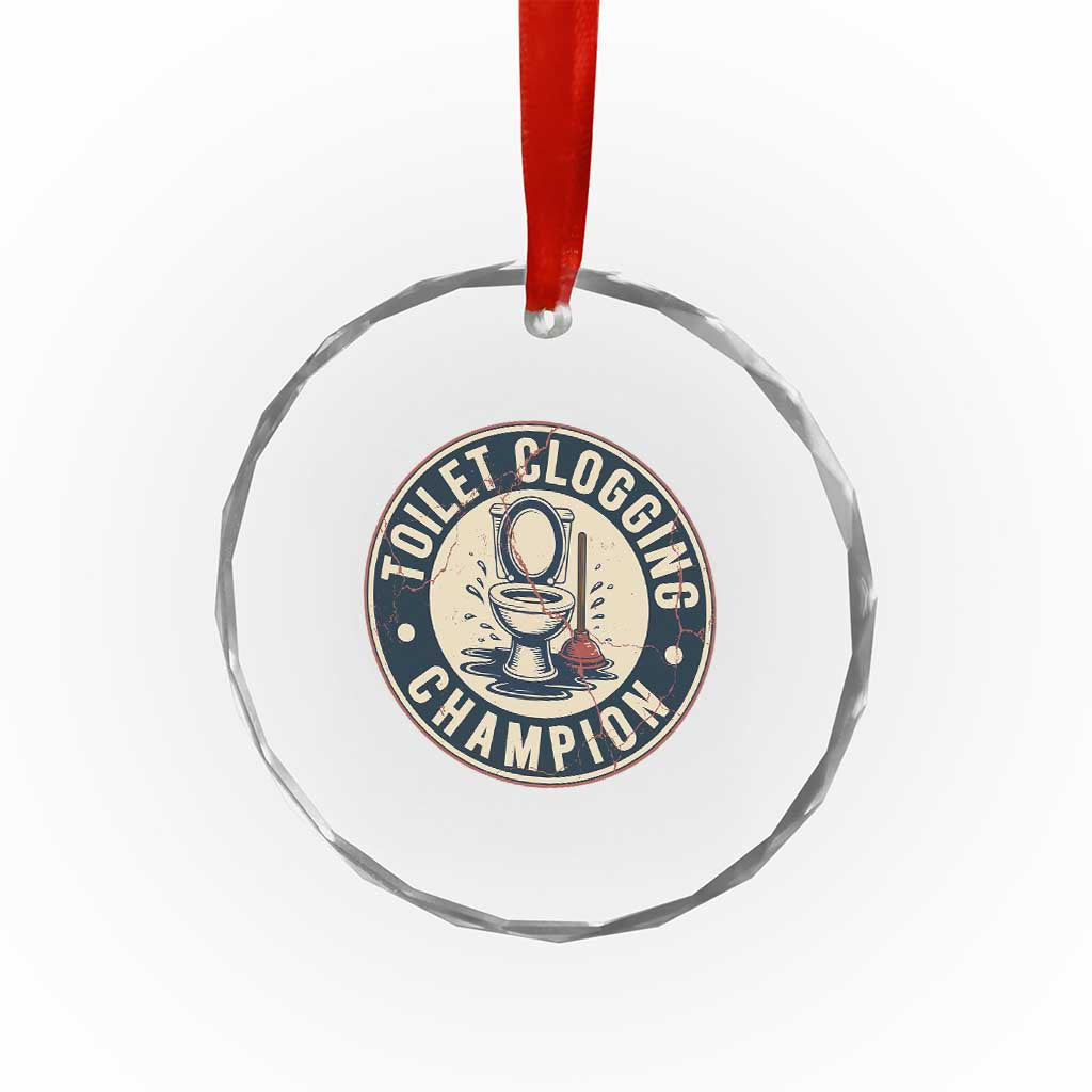 Funny Toilet Clogging Champion Badge Meme Crystal Glass Ornament for Poop Legends Gut Bomb Gladiators TS02 Print Your Wear
