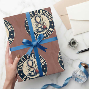 Funny Toilet Clogging Champion Badge Meme Wrapping Paper Roll for Poop Legends Gut Bomb Gladiators TS02 Mocha Print Your Wear
