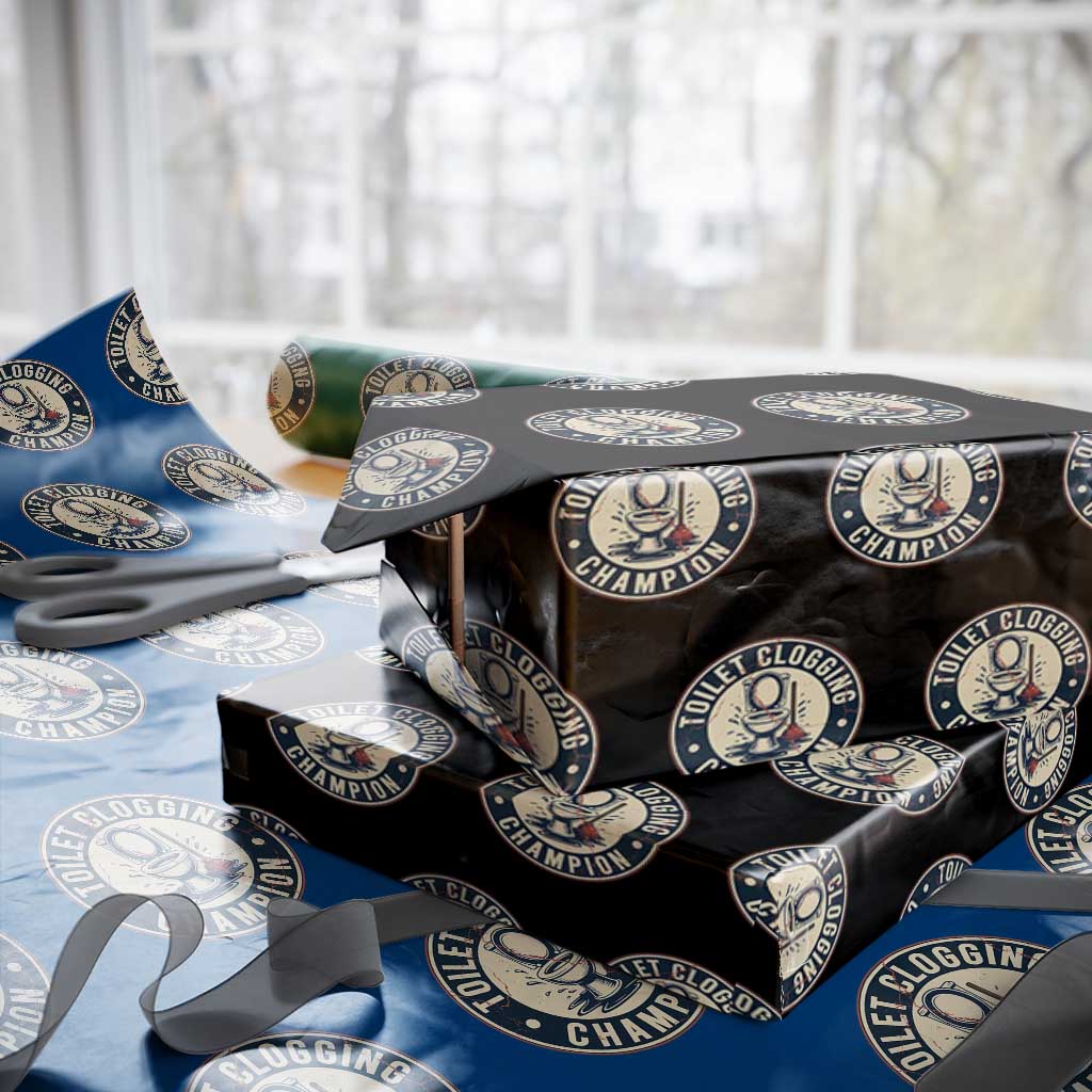 Funny Toilet Clogging Champion Badge Meme Wrapping Paper Roll for Poop Legends Gut Bomb Gladiators TS02 Black Print Your Wear