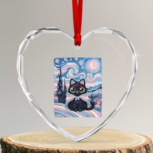 Funny Transgender Cat Starry Night Heart Crystal Glass Ornament LGBTQ Pride Support Gift