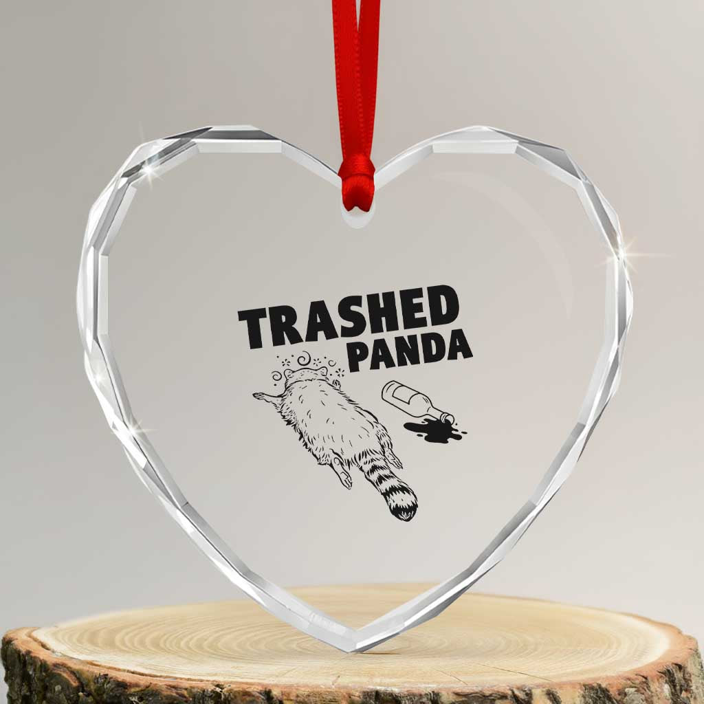 Funny Trashed Panda Heart Crystal Glass Ornament Drunk Raccoon Meme Hot Mess TS02 Transparent Glass 3'' Heart Print Your Wear