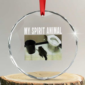 Funny Trashed Panda My Spirit Animal Crystal Glass Ornament Drunk Raccoon in Toilet Meme Hot Mess TS02 Transparent Glass 3'' Circle Print Your Wear