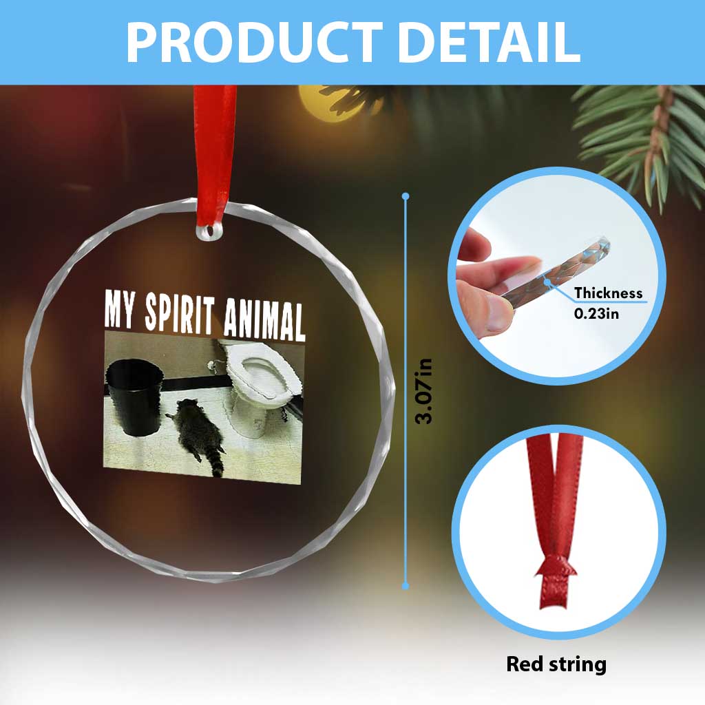 Funny Trashed Panda My Spirit Animal Crystal Glass Ornament Drunk Raccoon in Toilet Meme Hot Mess TS02 Print Your Wear