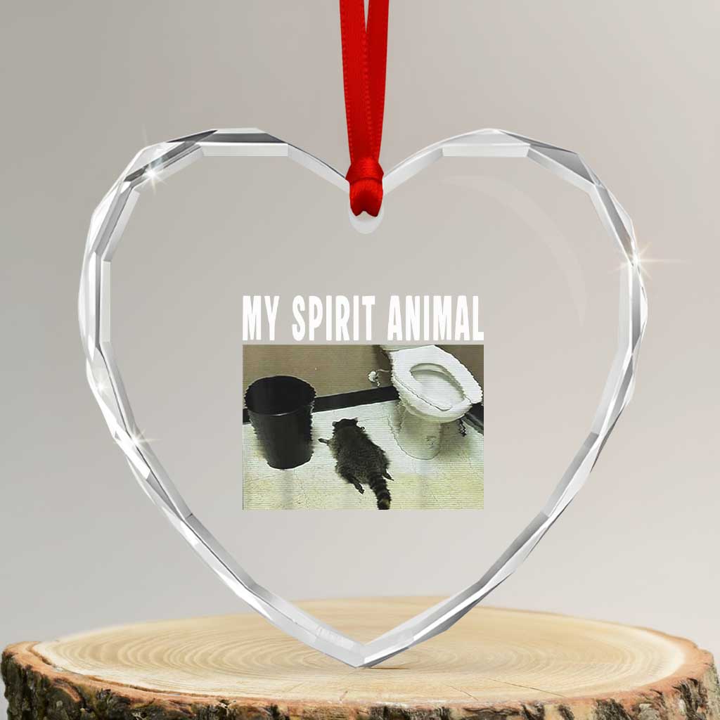 Funny Trashed Panda My Spirit Animal Heart Crystal Glass Ornament Drunk Raccoon in Toilet Meme Hot Mess TS02 Transparent Glass 3'' Heart Print Your Wear