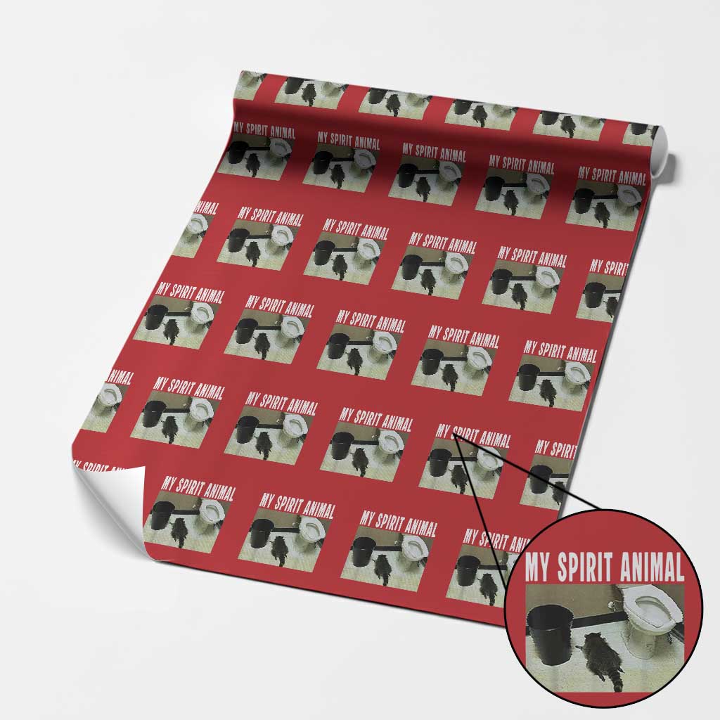 Funny Trashed Panda My Spirit Animal Wrapping Paper Roll Drunk Raccoon in Toilet Meme Hot Mess TS02 Red Print Your Wear
