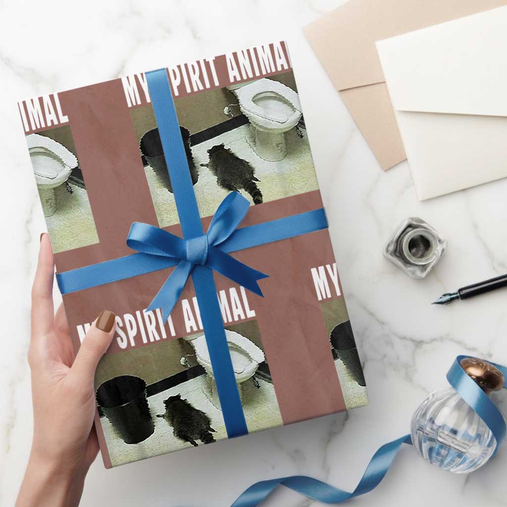 Funny Trashed Panda My Spirit Animal Wrapping Paper Roll Drunk Raccoon in Toilet Meme Hot Mess TS02 Mocha Print Your Wear