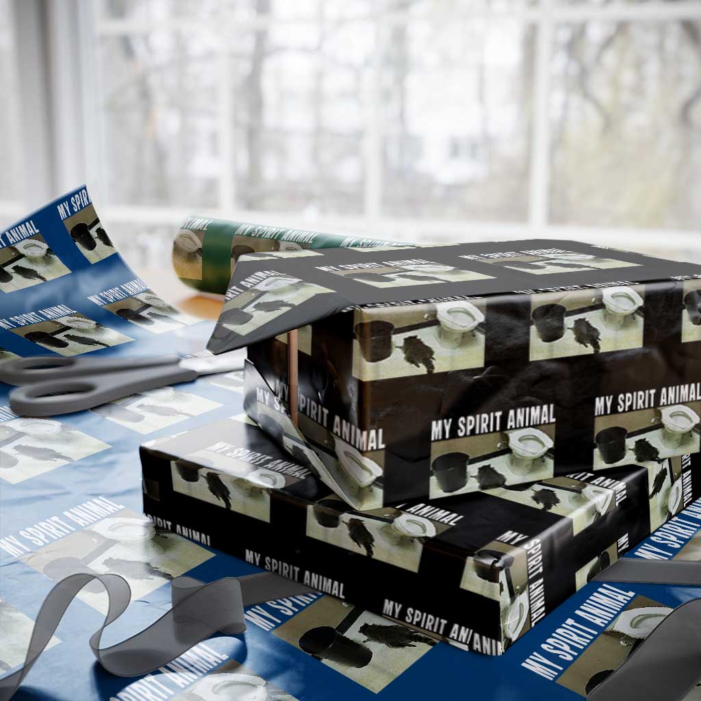 Funny Trashed Panda My Spirit Animal Wrapping Paper Roll Drunk Raccoon in Toilet Meme Hot Mess TS02 Black Print Your Wear