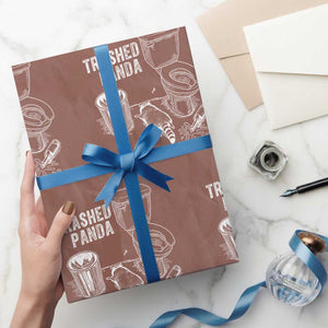 Funny Trashed Panda Wrapping Paper Roll Drunk Raccoon in Toilet Meme Hot Mess TS02 Mocha Print Your Wear