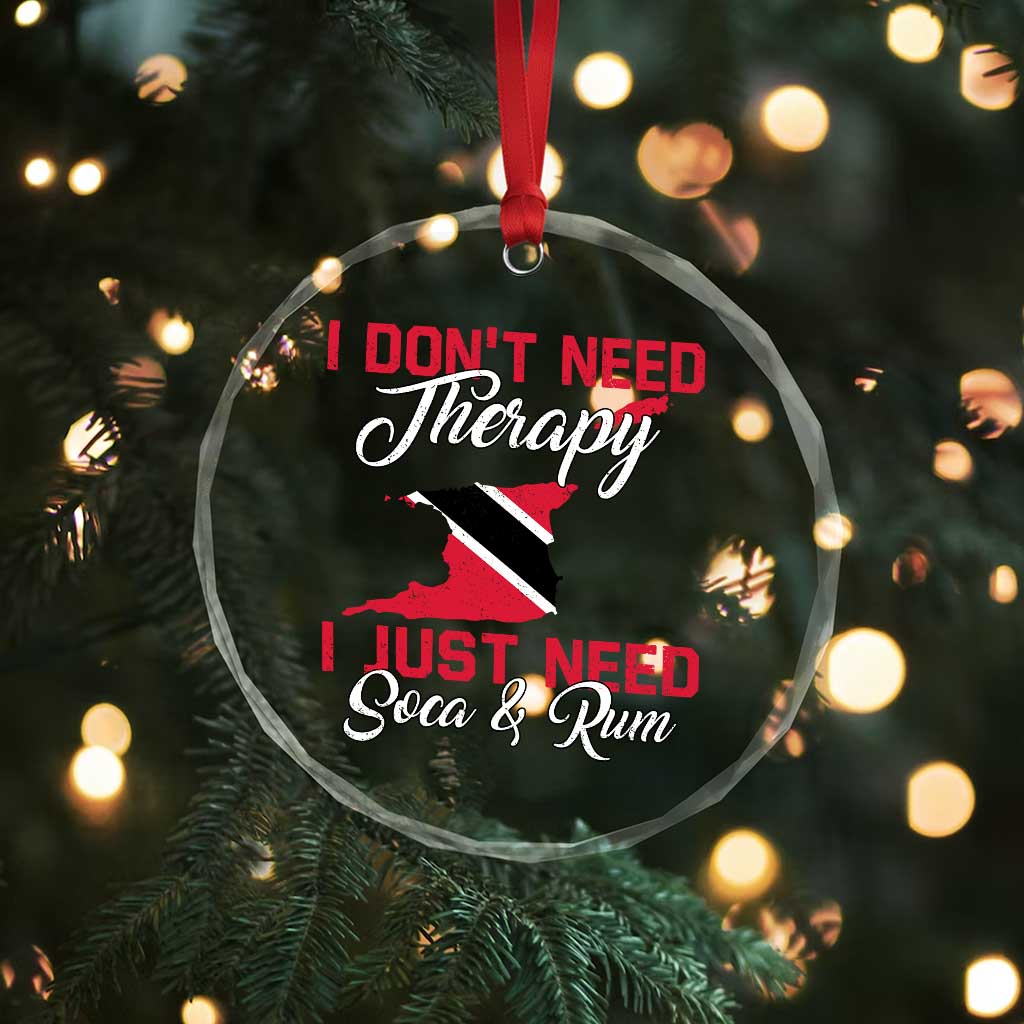 Funny Trini Crystal Glass Ornament Just Need Soca & Rum Trinidad and Tobago Flag TS10 Print Your Wear