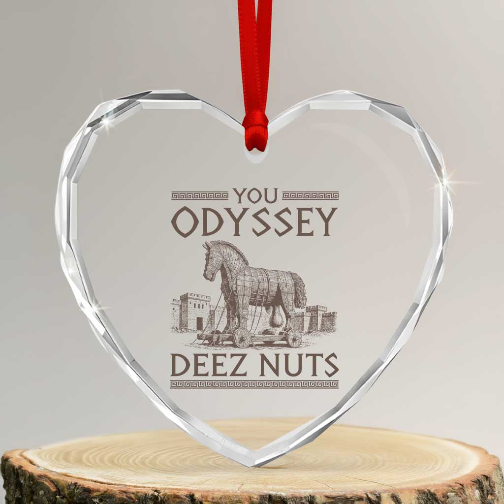 Funny Trojan Horse You Odyssey Deez Nuts Heart Crystal Glass Ornament Offensive Adult Humor Greek Mythology Humor