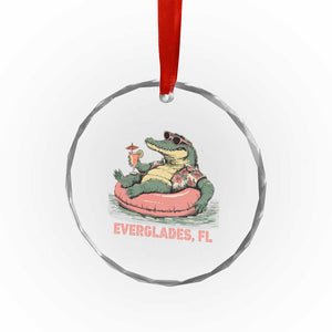 Funny Tropical Alligator Crystal Glass Ornament Everglades Florida FL Summer Vibe TS02 Print Your Wear