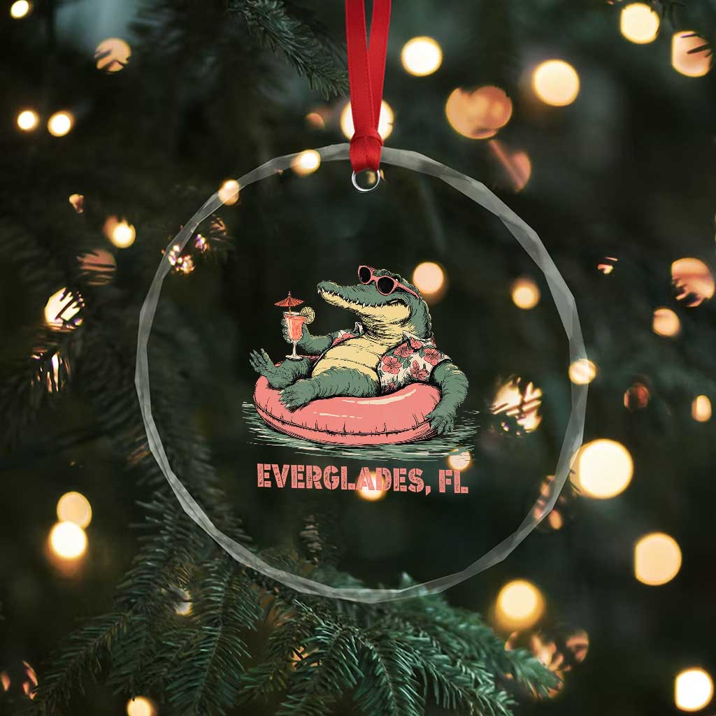 Funny Tropical Alligator Crystal Glass Ornament Everglades Florida FL Summer Vibe TS02 Print Your Wear