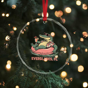Funny Tropical Alligator Crystal Glass Ornament Everglades Florida FL Summer Vibe TS02 Print Your Wear