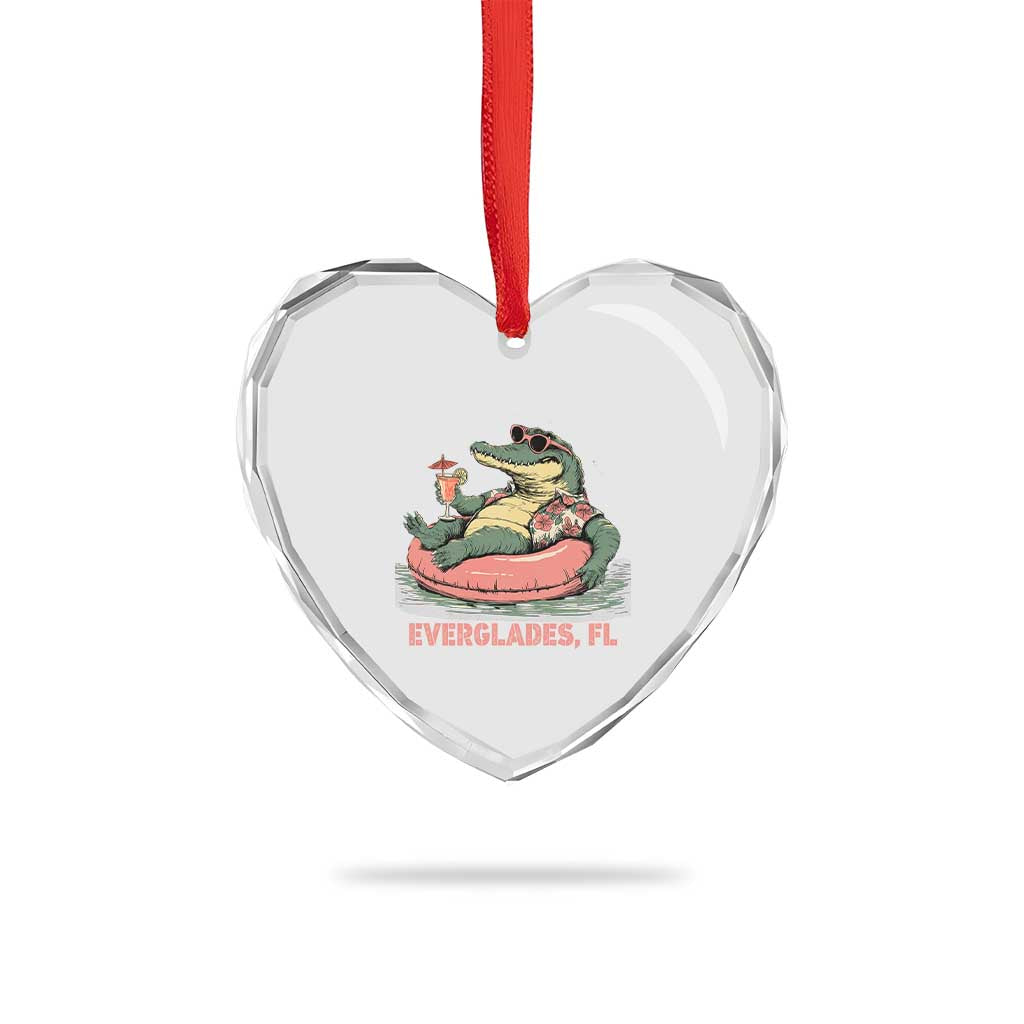 Funny Tropical Alligator Heart Crystal Glass Ornament Everglades Florida FL Summer Vibe TS02 Print Your Wear