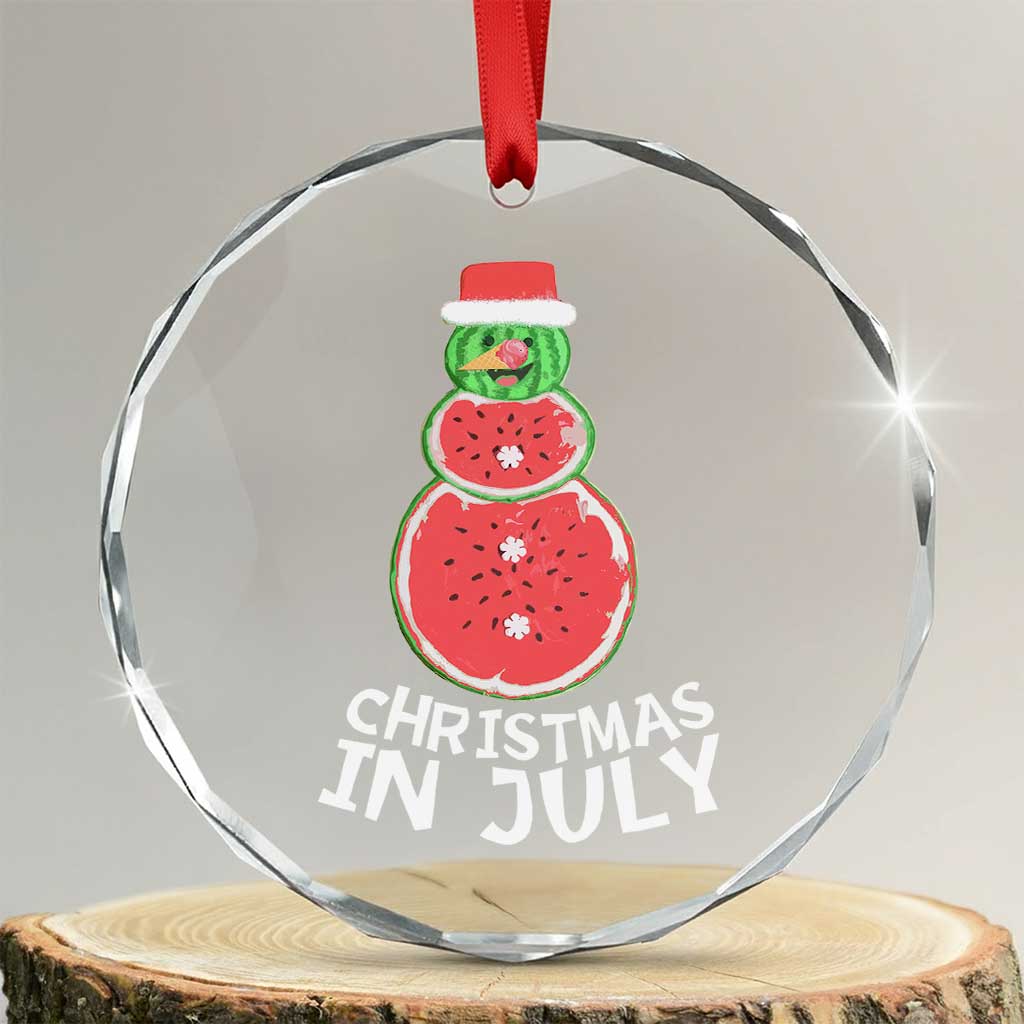 Funny Tropical Xmas Crystal Glass Ornament Watermelon Summer Snowman TS09 Transparent Glass 3'' Circle Print Your Wear